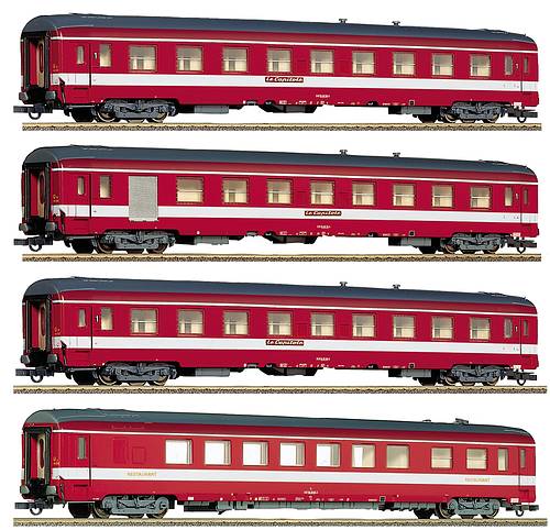 Set of 4 Passenger cars in &quot;Le Capitole&quot; livery<br /><a href='images/pictures/Roco/64046.jpg' target='_blank'>Full size image</a>